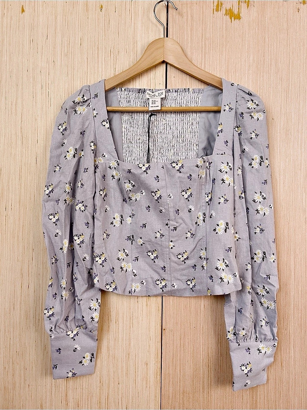 Rachel Zoe Square Neck Floral Cropped Blouse, XS, NWT